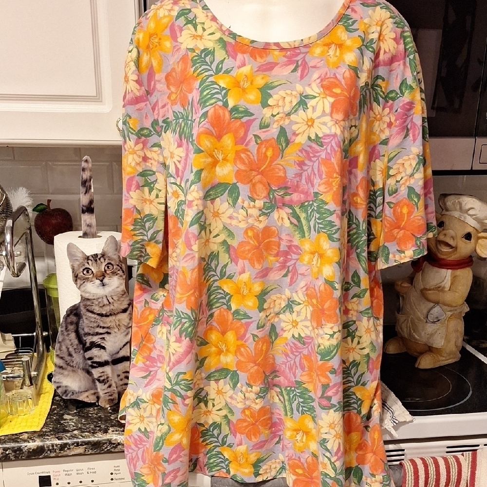 d Womens Roamans Floral Short Sleeve Plus Size Top 26/28